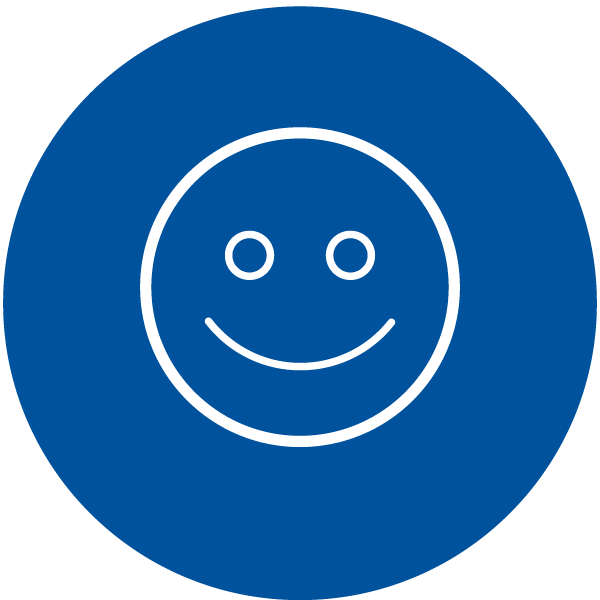 Ein lächelnder Smiley auf blauem Hintergrund